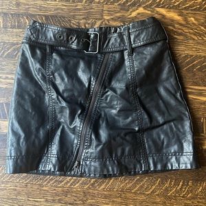 Black Vegan Leather Free People Skirt